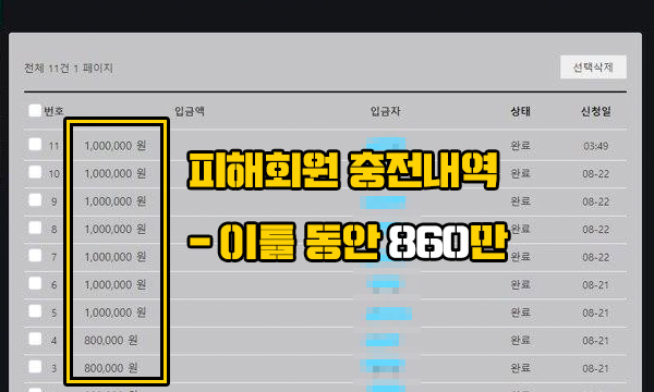 헌트 먹튀 이틀간 충전 860만