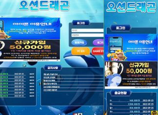 오션드래곤 먹튀 접속 시 홈 화면 캡처