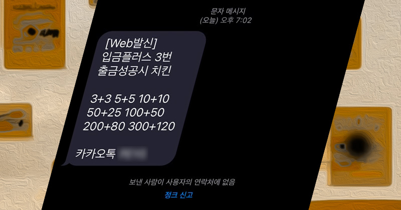 사설놀이터 위험 홍보 문자 예시