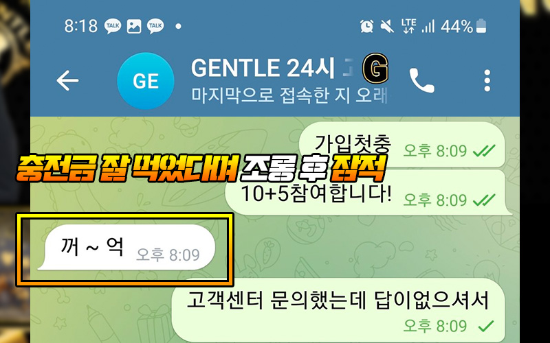 충전금 잘 먹었다며 젠틀카지노 먹튀 조롱 후 잠적