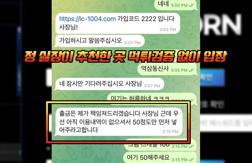 정 실장이 추천한 곳 먹튀검증 없이 입장