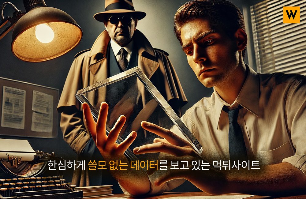 한심하게 쓸모 없는 데이터를 보고 있는 먹튀사이트 올리브