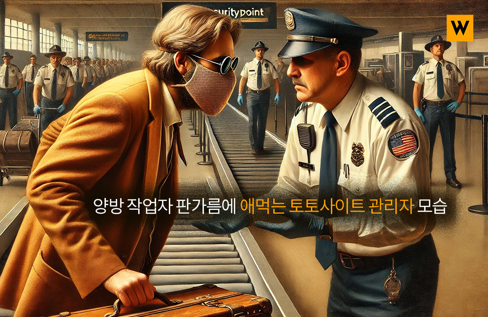 양방 작업자 판가름에 애먹는 토토사이트 관리자 모습
