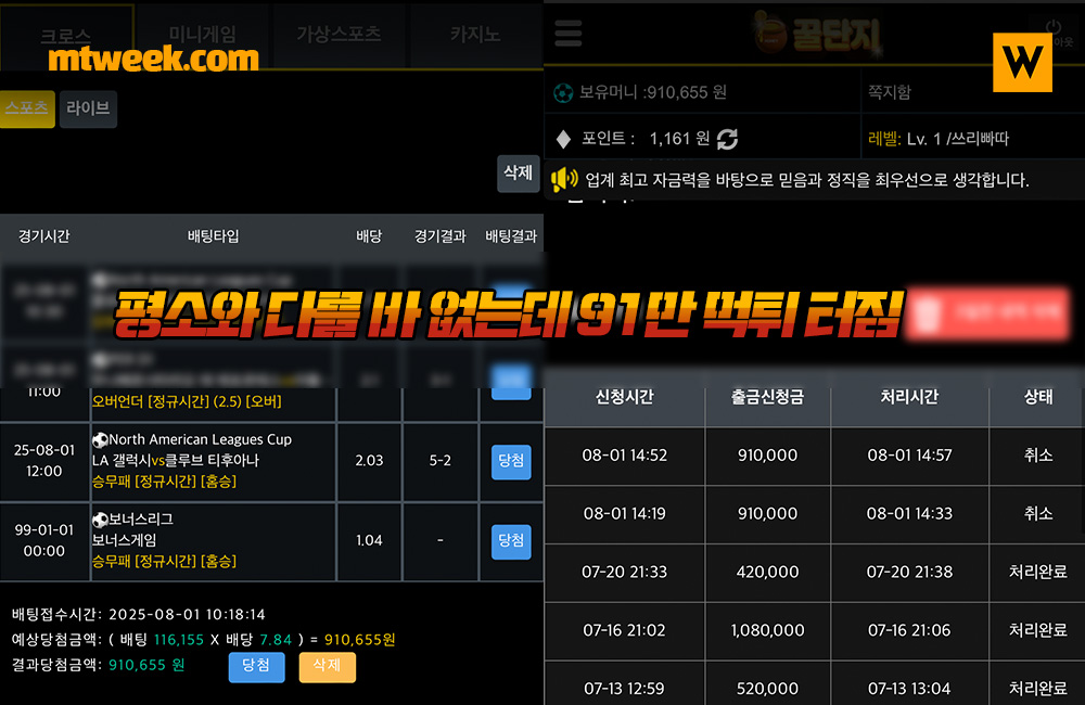 평소와 다를 바 없는데 91만 먹튀 터짐