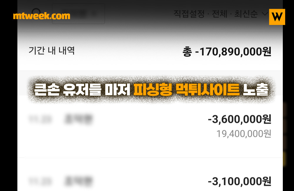 큰손 유저들 마저 피싱형 먹튀사이트 노출